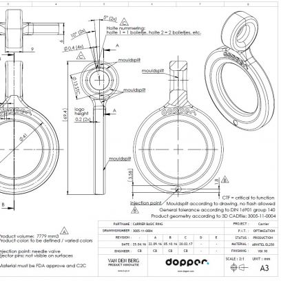 dopper carrier technische tekening